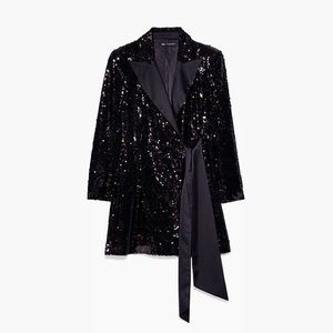 Black Blazer Dress - Sequin